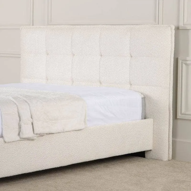 Becky Boucle King Size Bedframe - Off White