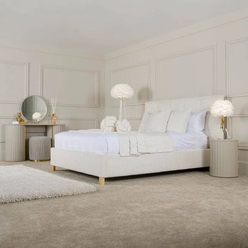 Becky Boucle King Size Bedframe - Off White