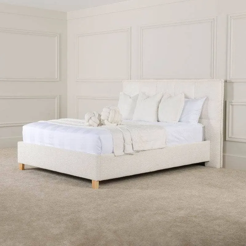 Becky Boucle King Size Bedframe - Off White