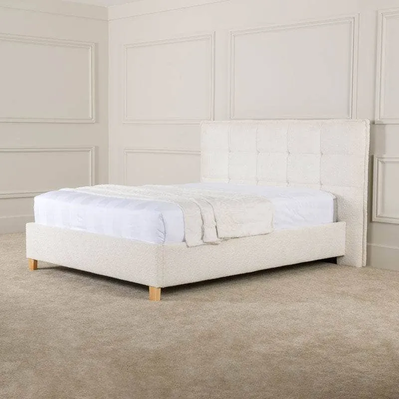 Becky Boucle King Size Bedframe - Off White