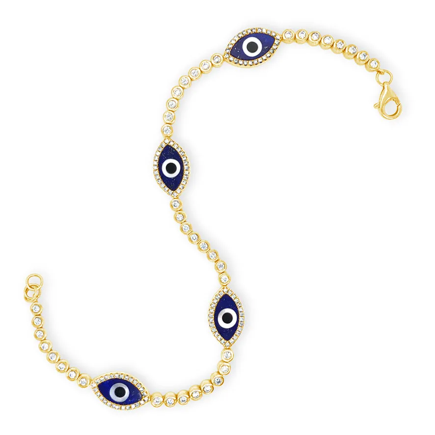 Bezel-Set Diamond Evil Eye Bracelet