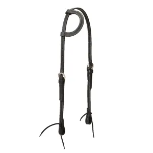 Black Leather Flat Sliding Ear Headstall