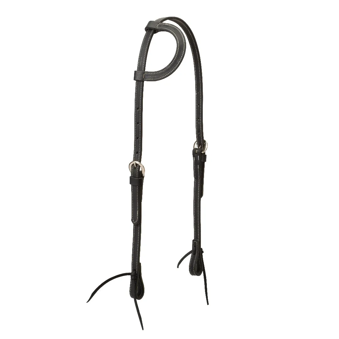 Black Leather Flat Sliding Ear Headstall