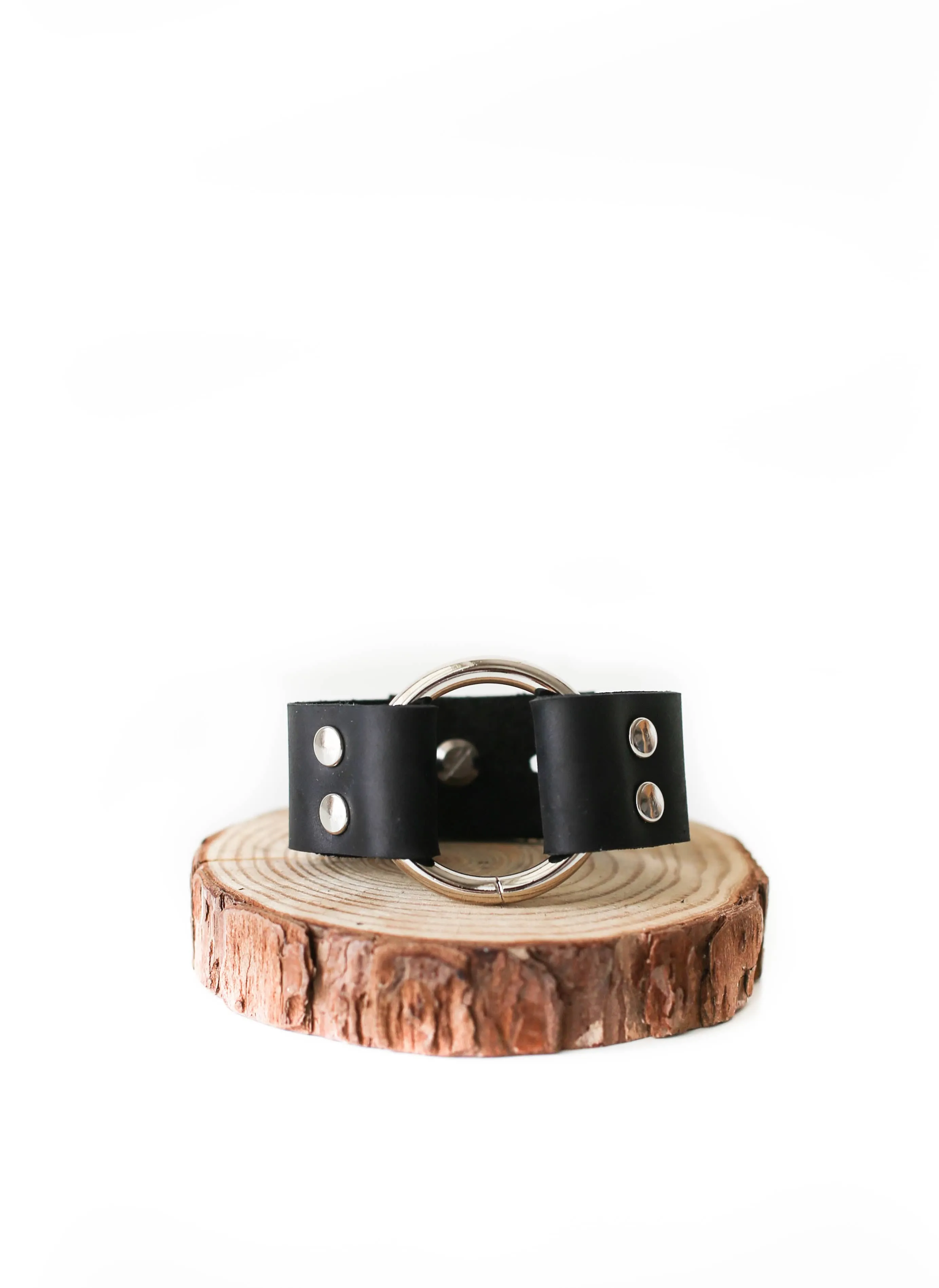 Black Unisex Leather Cuff Bracelet