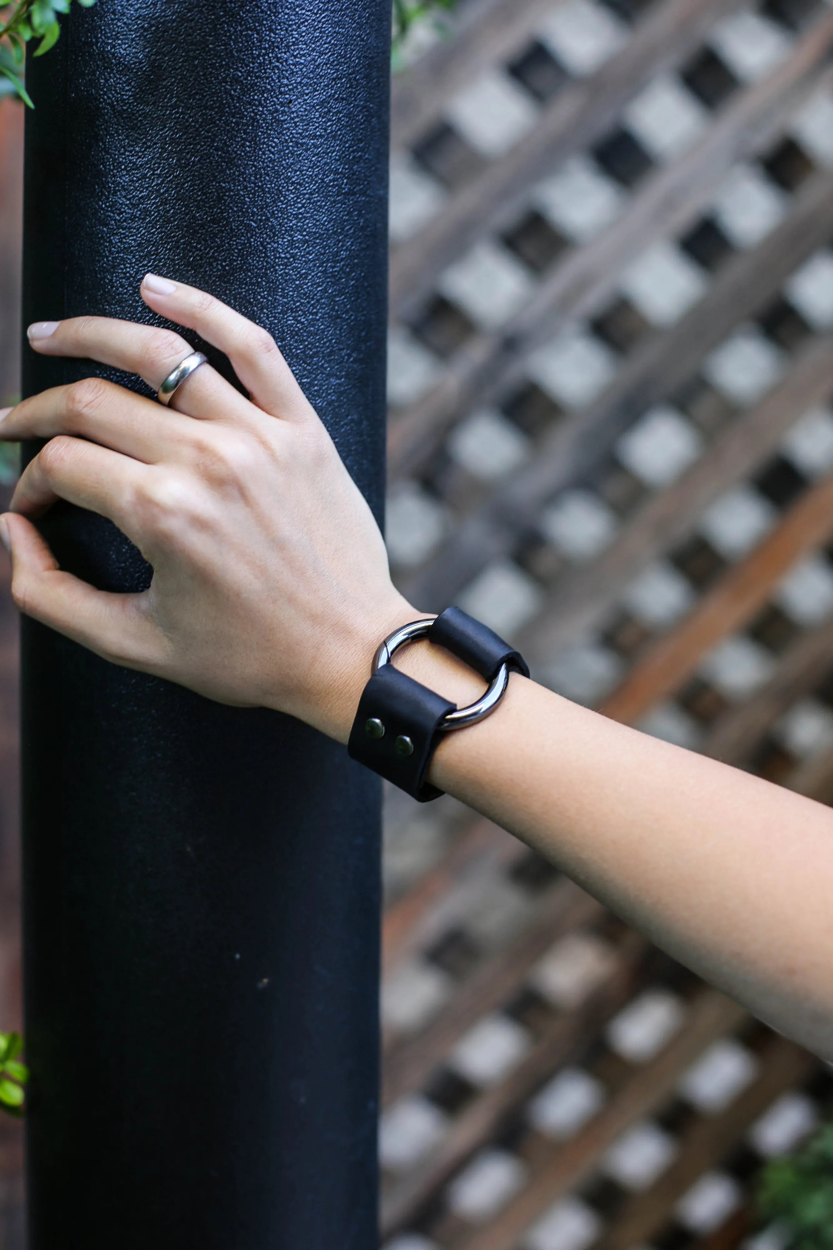 Black Unisex Leather Cuff Bracelet