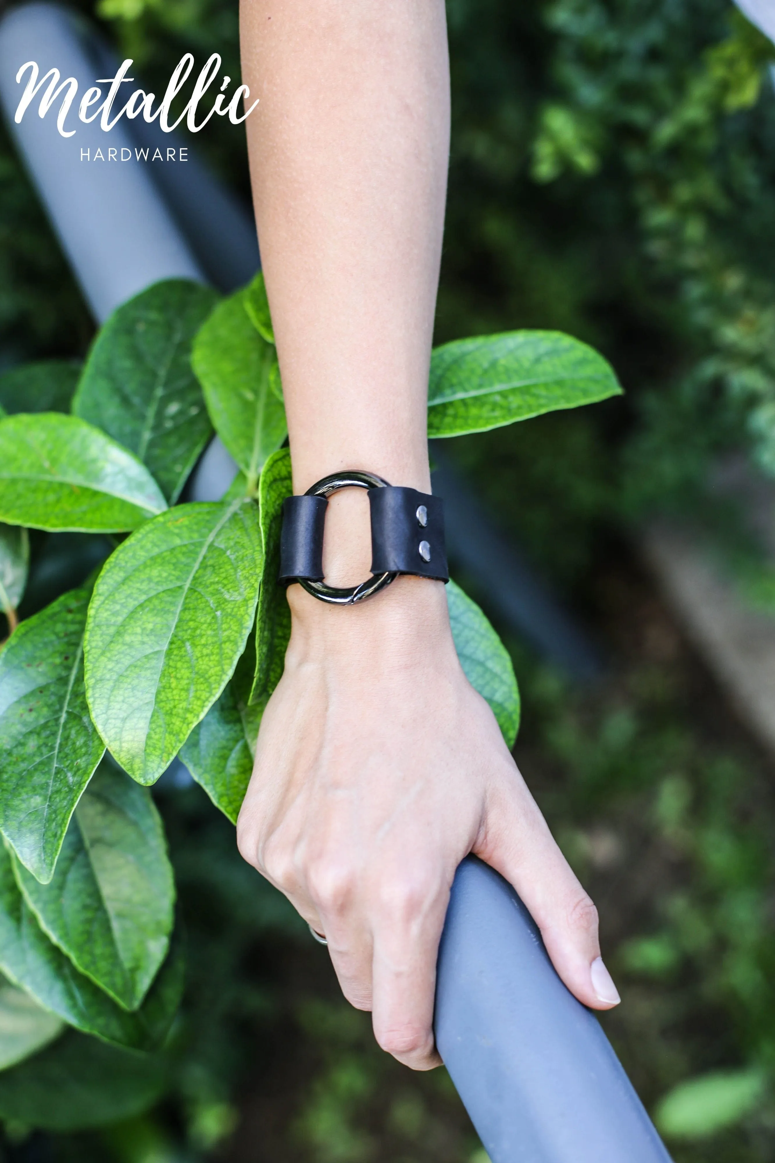 Black Unisex Leather Cuff Bracelet