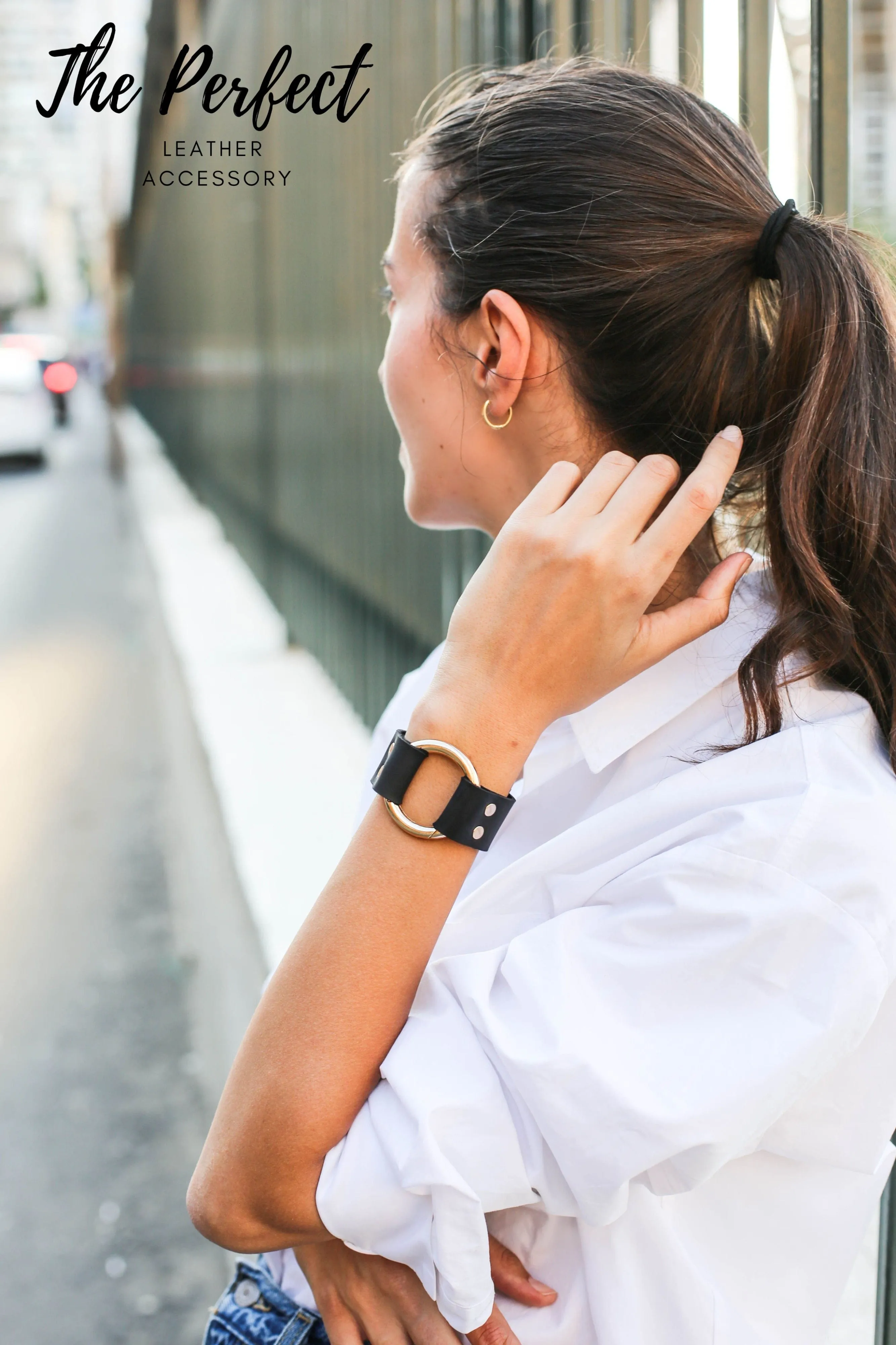 Black Unisex Leather Cuff Bracelet