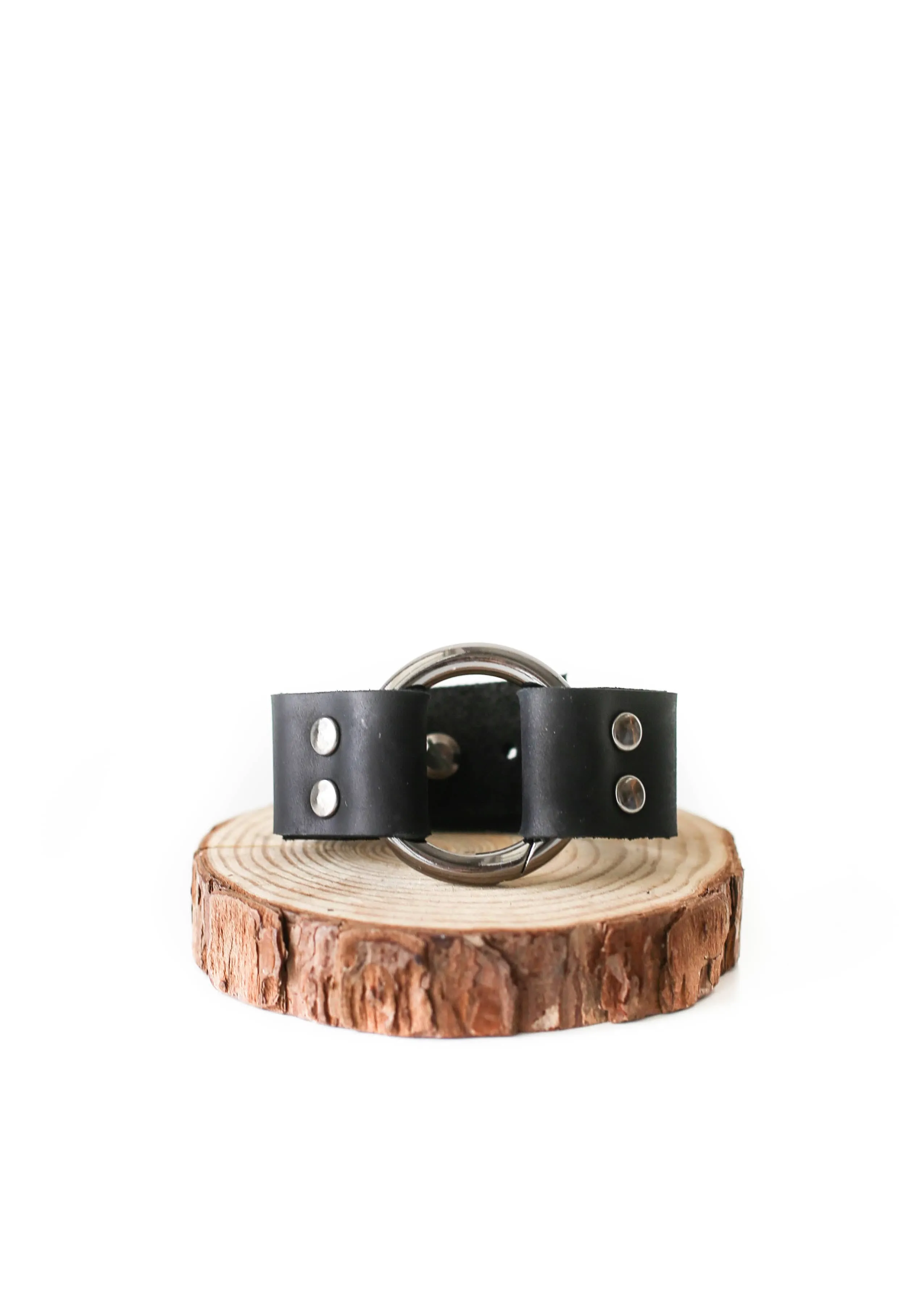 Black Unisex Leather Cuff Bracelet