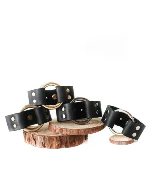 Black Unisex Leather Cuff Bracelet