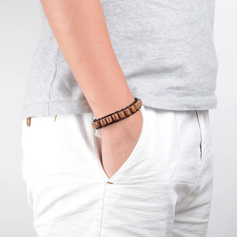 Black Yak Bone &amp Wenge Wood Beaded Bracelet