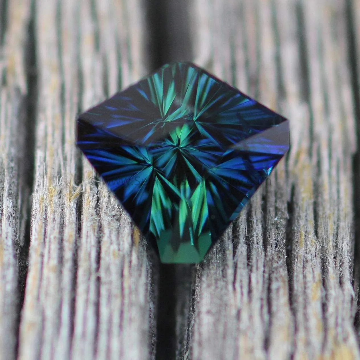 Blue Green Sapphire 7.5x6.9mm - Fantasy Cut - 1.47 carats - Kenyan Sapphire - Large Sapphire