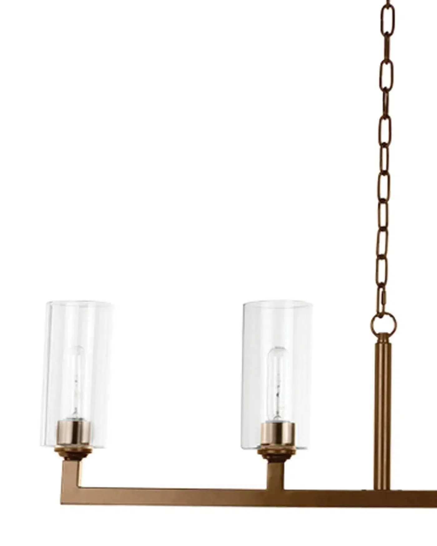 Brass & Glass Dining Room Linear 6 Light Chandelier