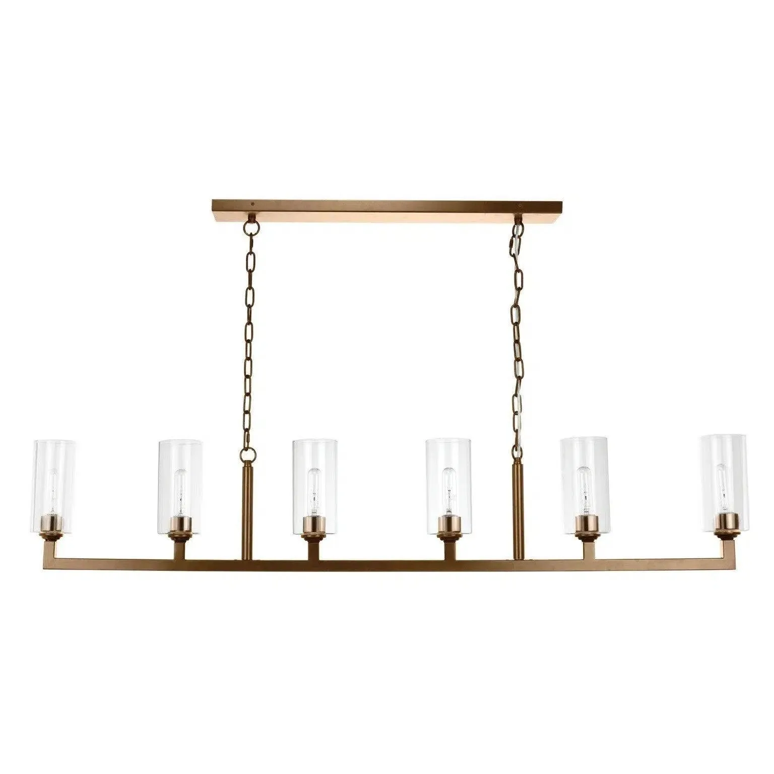 Brass & Glass Dining Room Linear 6 Light Chandelier