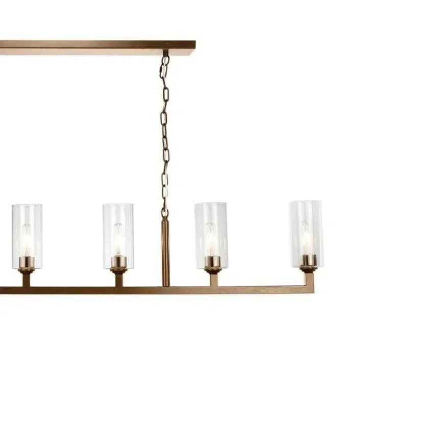Brass & Glass Dining Room Linear 6 Light Chandelier