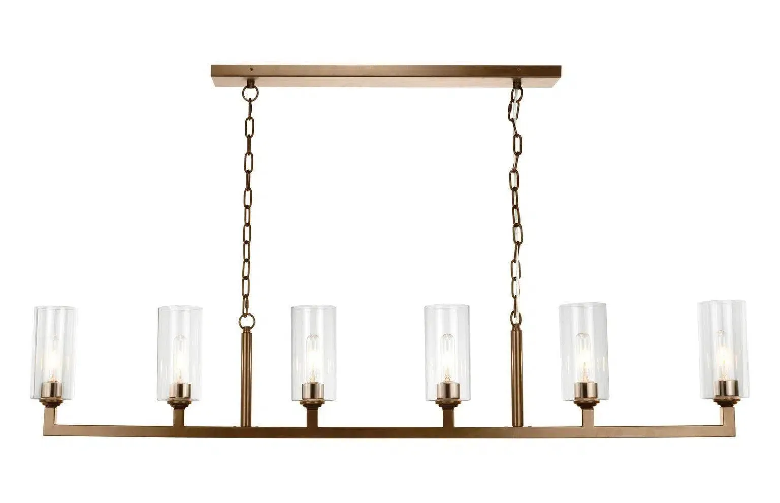 Brass & Glass Dining Room Linear 6 Light Chandelier