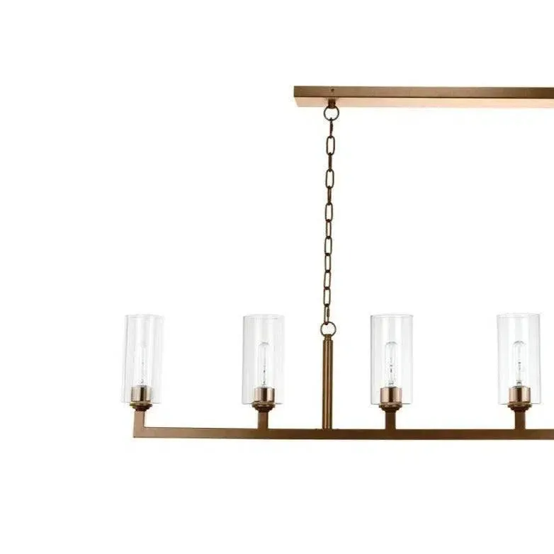 Brass & Glass Dining Room Linear 6 Light Chandelier