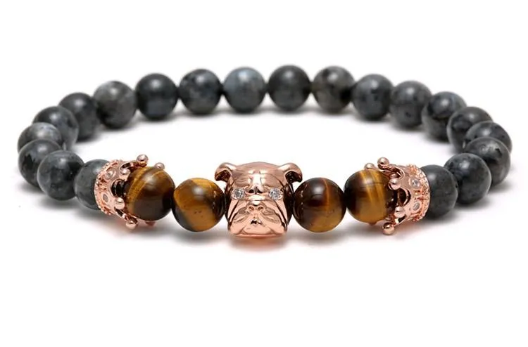 Bulldog Millionaire Natural Stone Beaded Bracelet
