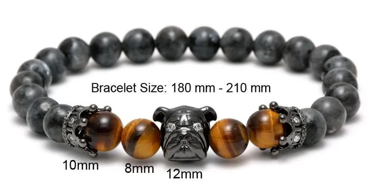 Bulldog Millionaire Natural Stone Beaded Bracelet