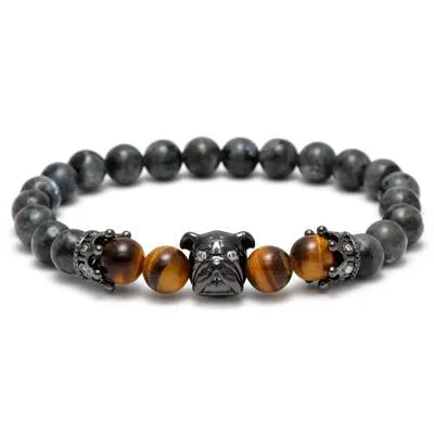 Bulldog Millionaire Natural Stone Beaded Bracelet