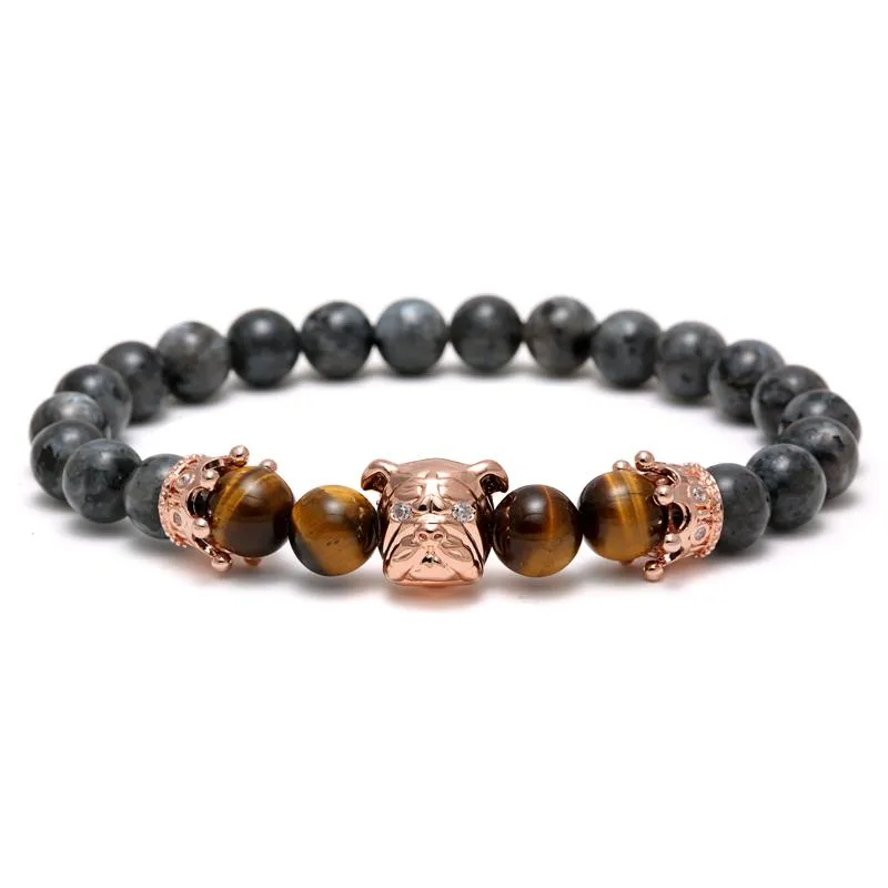 Bulldog Millionaire Natural Stone Beaded Bracelet