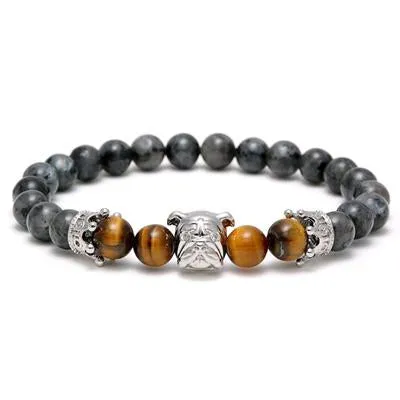 Bulldog Millionaire Natural Stone Beaded Bracelet