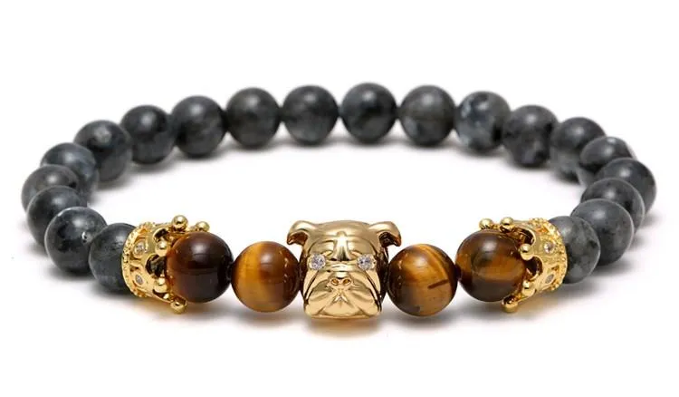 Bulldog Millionaire Natural Stone Beaded Bracelet