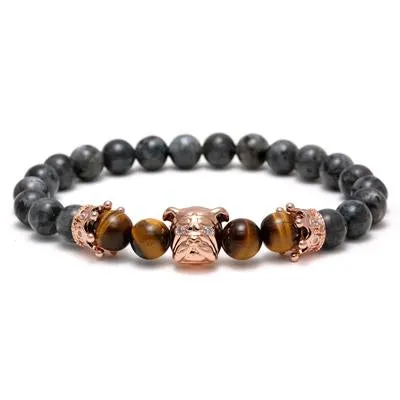 Bulldog Millionaire Natural Stone Beaded Bracelet