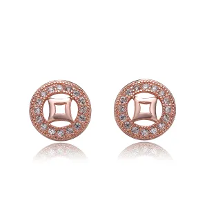 Caroline Rose Plated Outlined Circle Design Earrings