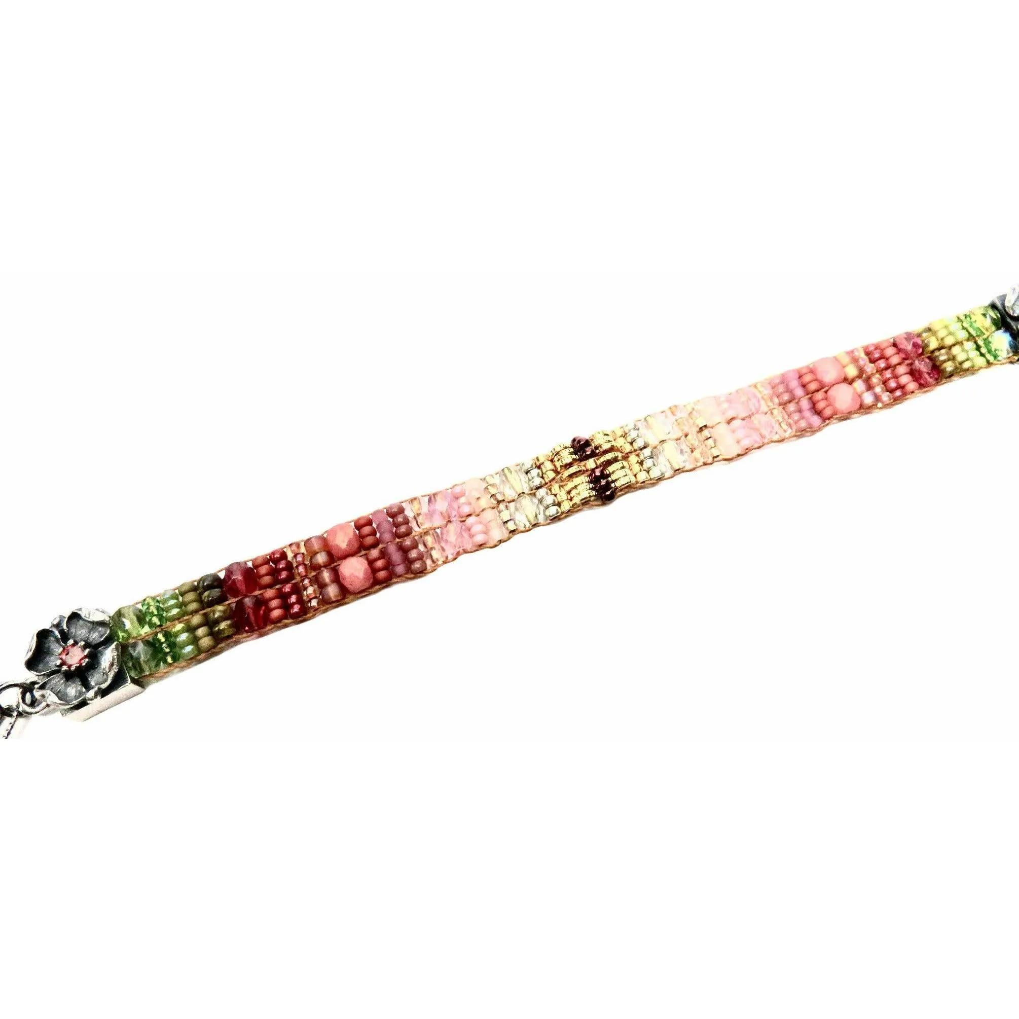 Chili Rose "Sweetness" with Mini  Gemstone Flower TIp Bracelet -Ombre Collection