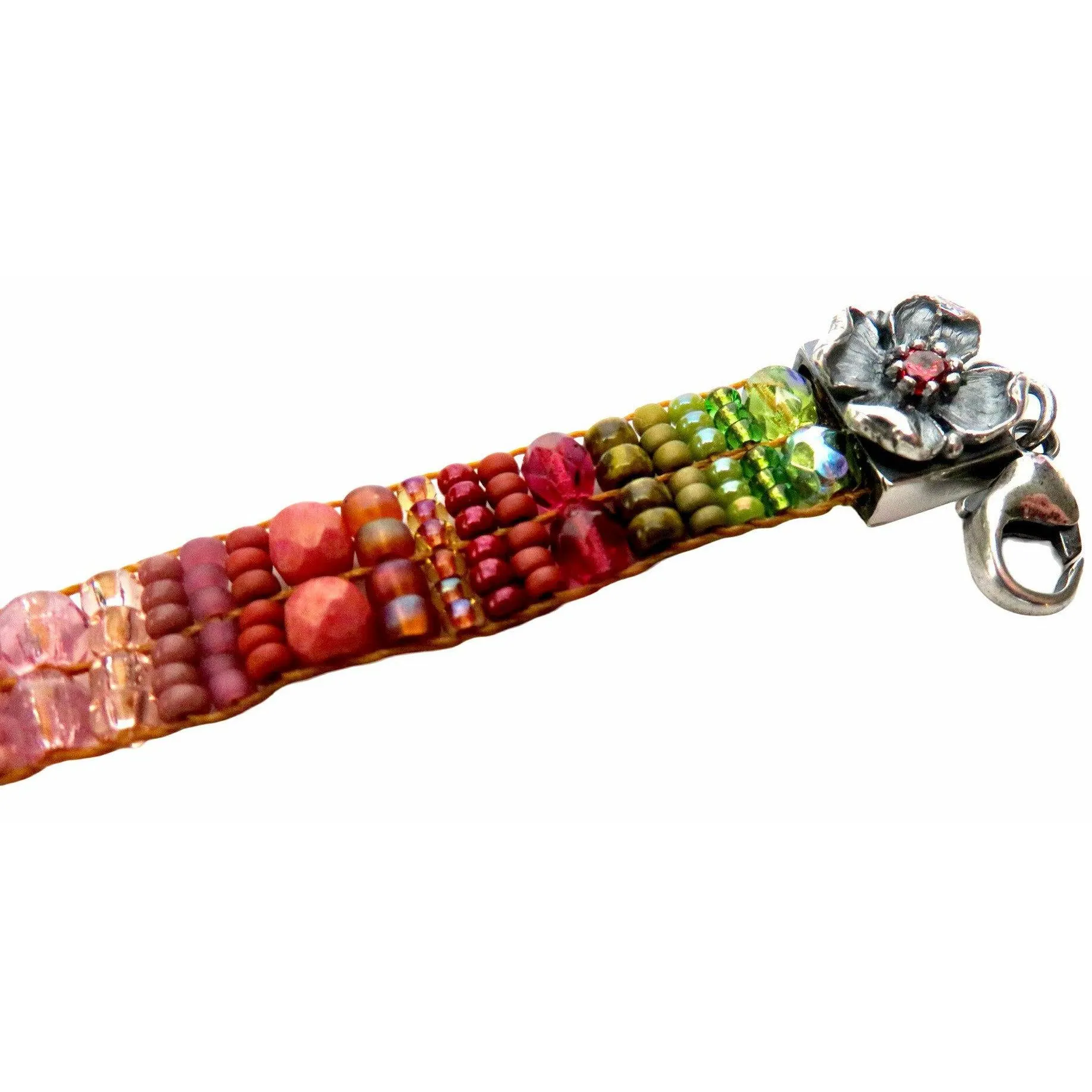 Chili Rose "Sweetness" with Mini  Gemstone Flower TIp Bracelet -Ombre Collection