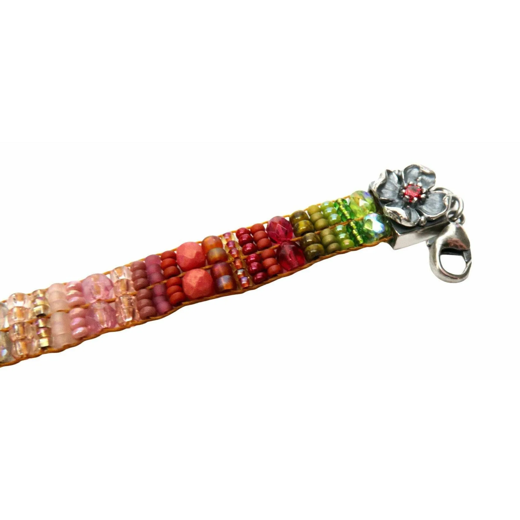 Chili Rose "Sweetness" with Mini  Gemstone Flower TIp Bracelet -Ombre Collection