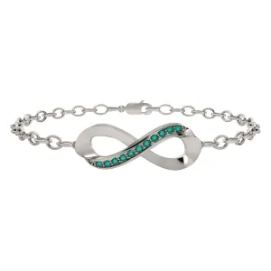 Created Emerald Infinity Bracelet in Sterling Silver