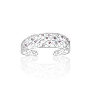Created Pink Sapphire and Created Ruby Cuff Bangle