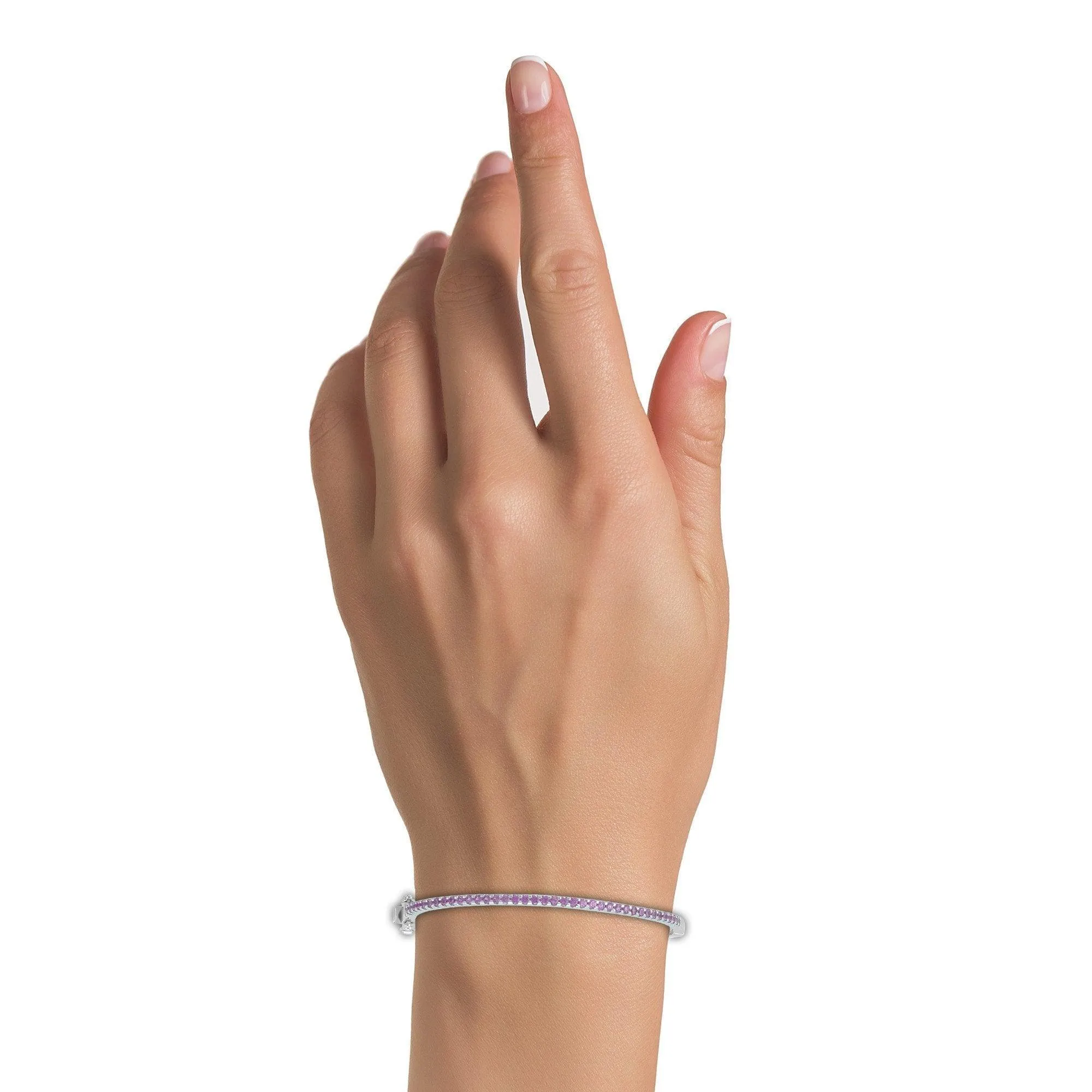 Created Pink Sapphire Fashion Bangle in Sterling Silver
