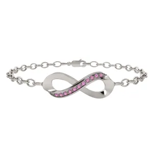 Created Pink Sapphire Infinity Bracelet in Sterling Silver