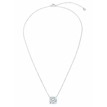 CRISLU Bliss Cushion Cut Necklace finished in  Platinum  Finish  or Finished in 18KT Gold
