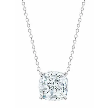 CRISLU Bliss Cushion Cut Necklace finished in  Platinum  Finish  or Finished in 18KT Gold