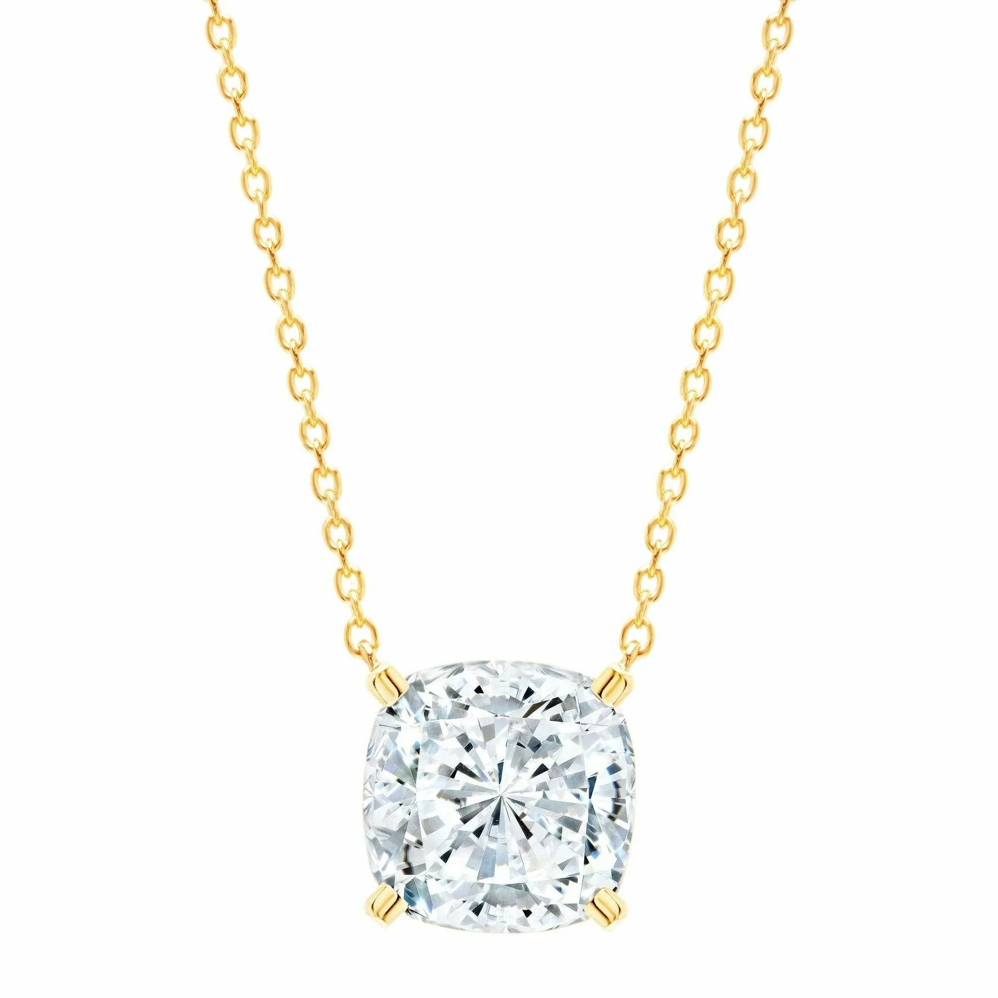 CRISLU Bliss Cushion Cut Necklace finished in  Platinum  Finish  or Finished in 18KT Gold
