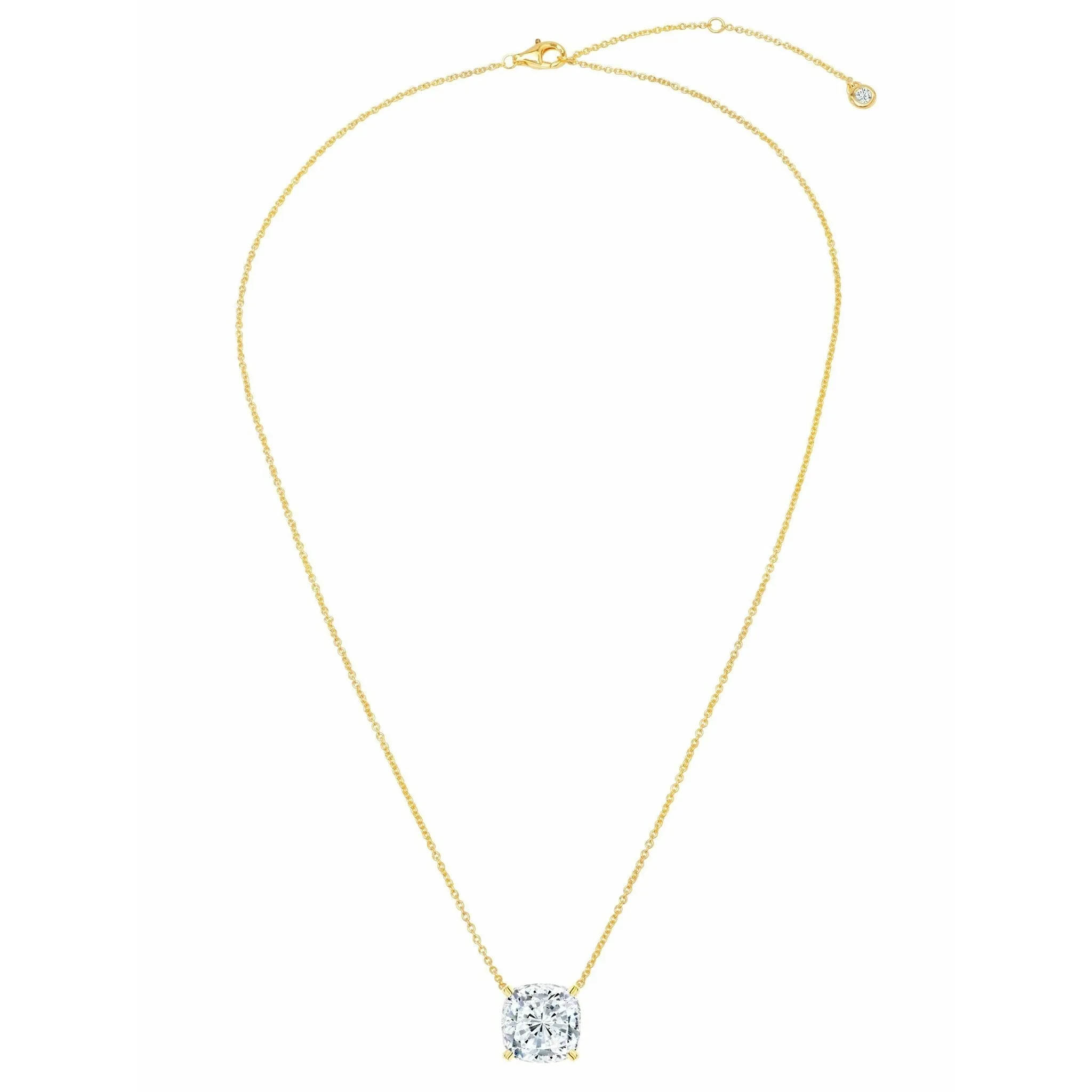CRISLU Bliss Cushion Cut Necklace finished in  Platinum  Finish  or Finished in 18KT Gold