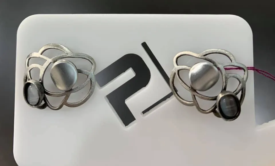 Crono Designs Silver Round Stud Earrings
