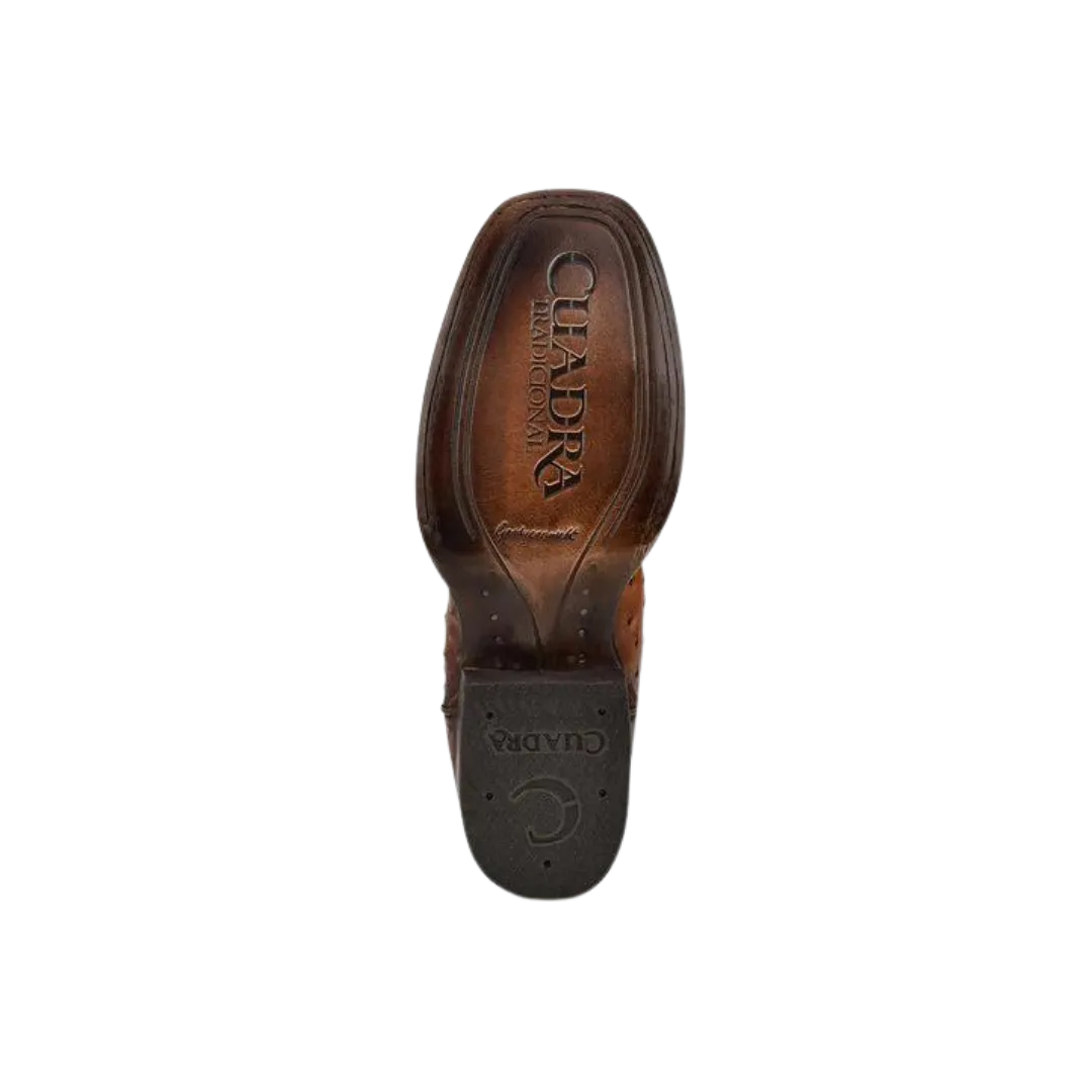 Cuadra Men's Brown Ostrich Laser & Embroidery Square Toe Boot