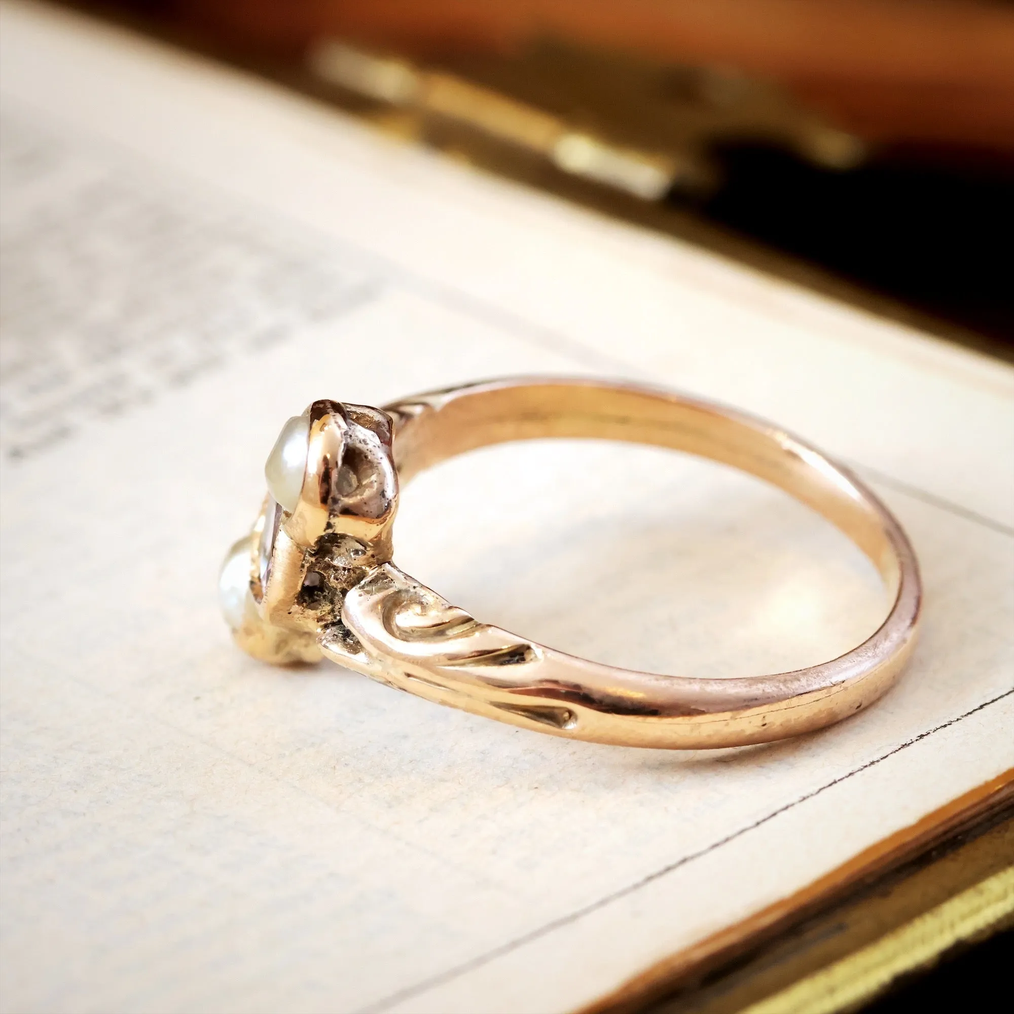 Edwardian Pearl and Morganite Dress Ring