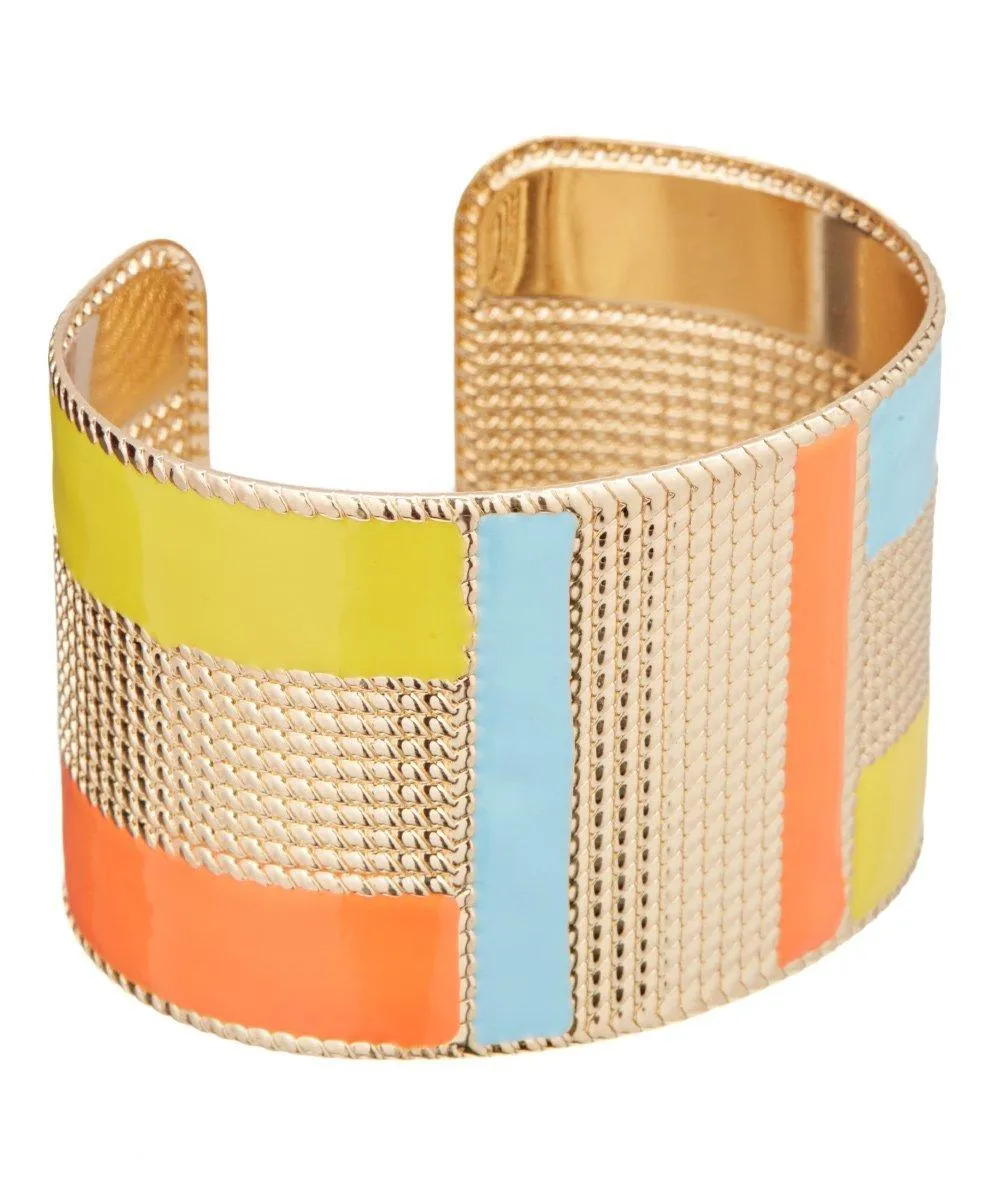 Gold Cuff Bracelet for Women with Ceramic Colors