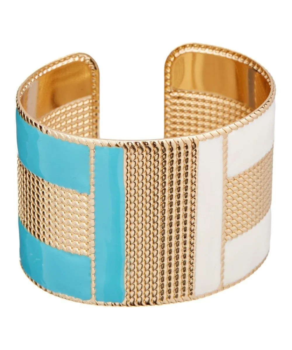 Gold Cuff Bracelet for Women with Ceramic Colors