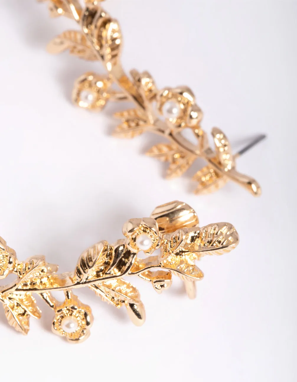Gold Floral Branch Cuff Earrings