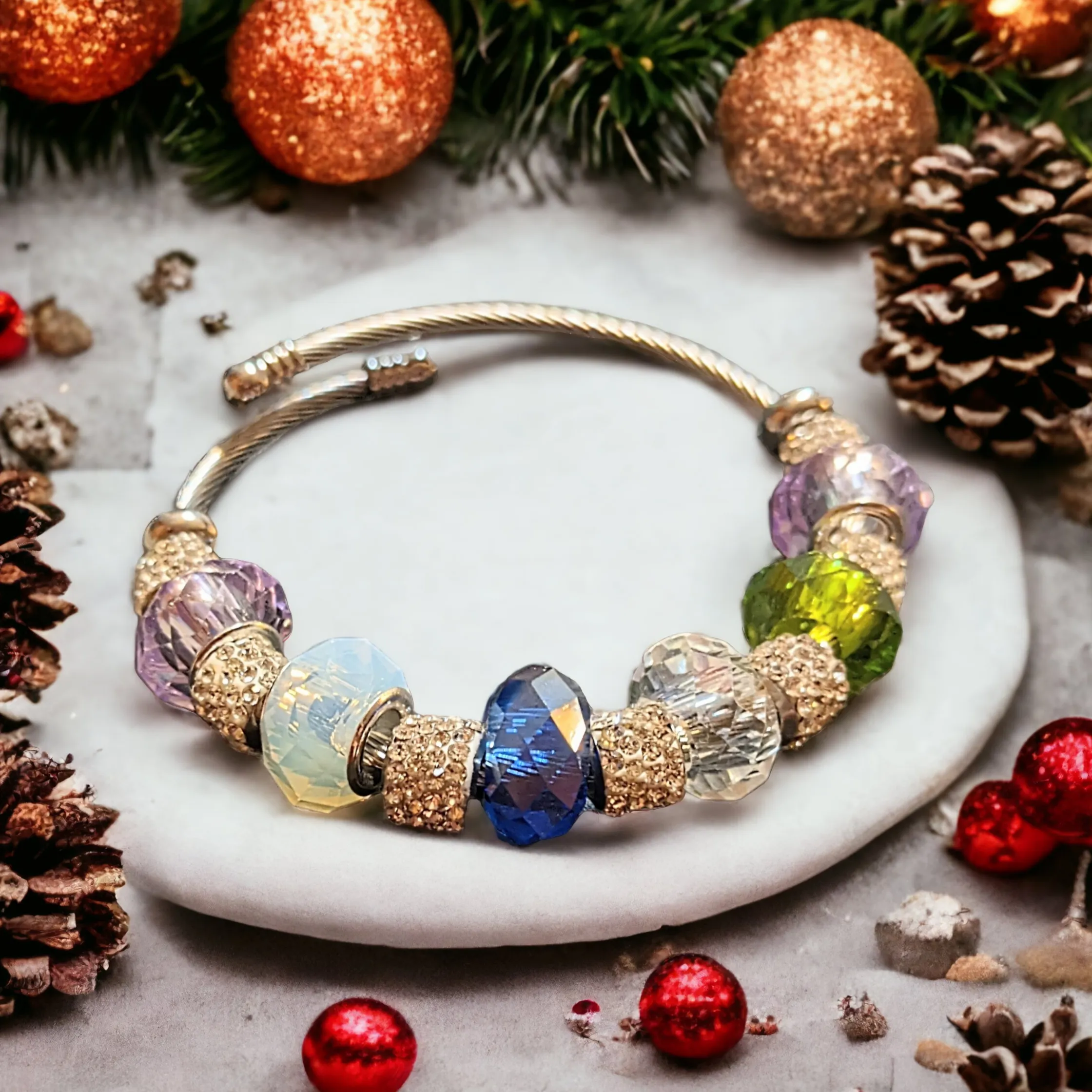 Happy Family - Birthstone Euro Cuff Wrap Bracelet