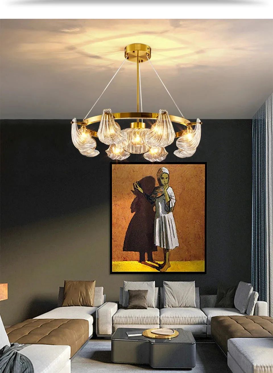IIS Modern Shell Glass Lampshade Table/Floor/Pendant Light Fixture G9 Socket