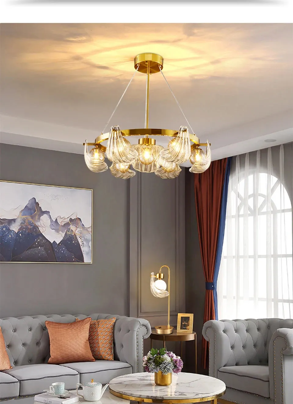 IIS Modern Shell Glass Lampshade Table/Floor/Pendant Light Fixture G9 Socket