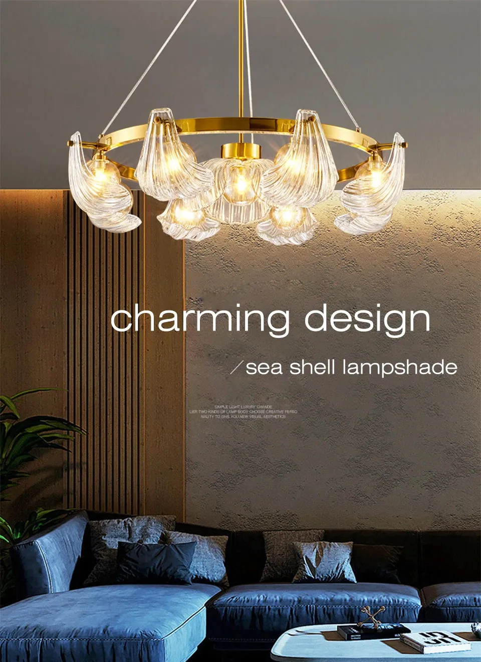 IIS Modern Shell Glass Lampshade Table/Floor/Pendant Light Fixture G9 Socket