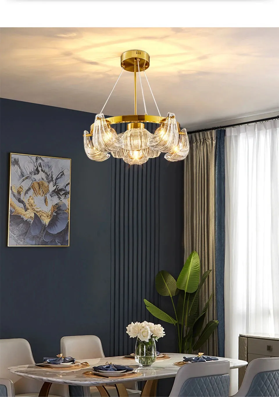 IIS Modern Shell Glass Lampshade Table/Floor/Pendant Light Fixture G9 Socket